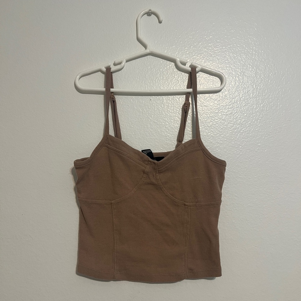 Forever 21 Brown Fitted Crop Top
